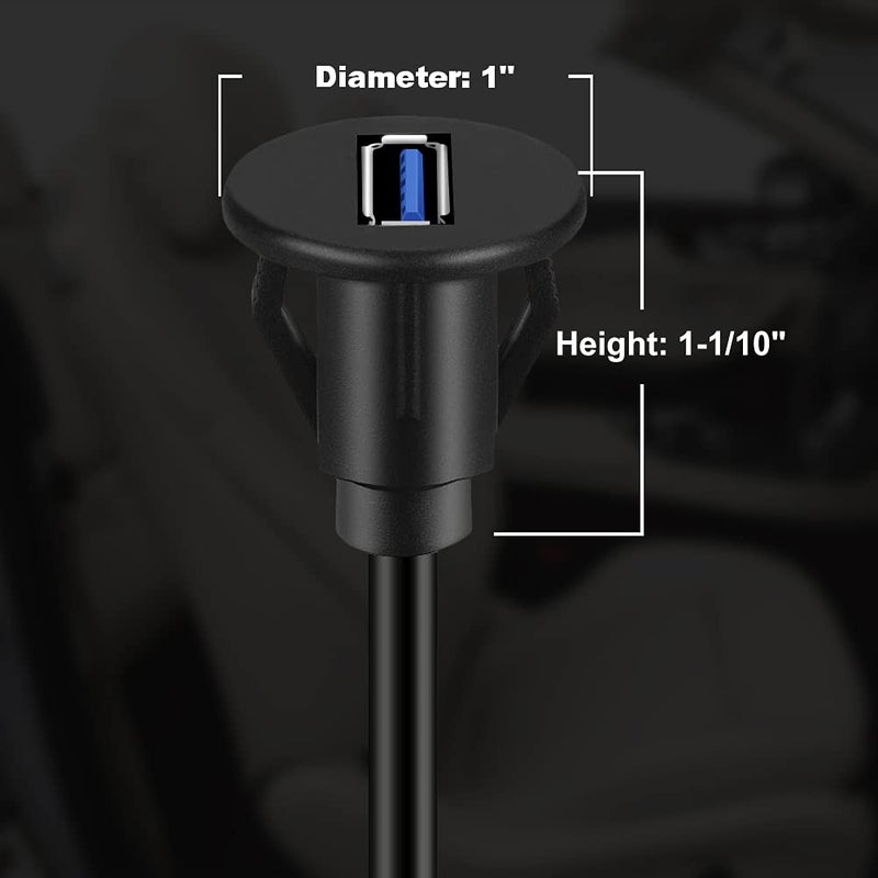 BATIGE Small USB 3.0 Male to Female AUX Flush Panel Mount Extension Cable for Car Truck Boat Motorcycle Dashboard 3ft - Image 4